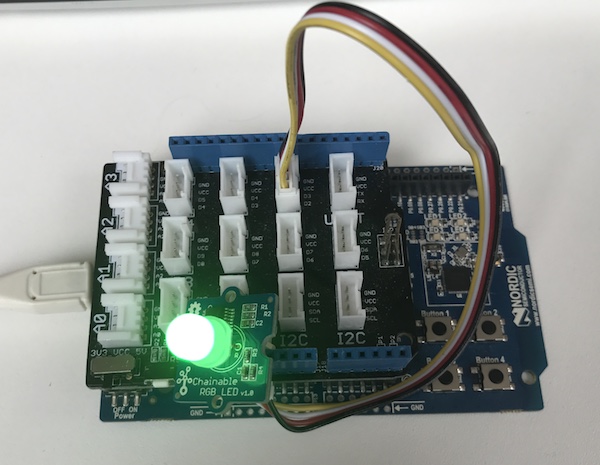 Nordic Semiconductors nRF51-DK with a Grove Chainable RGB LED attached